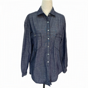 𝅺max Studio🌸 Top Button Up Denim Casual Fitted Blouse Shirt
